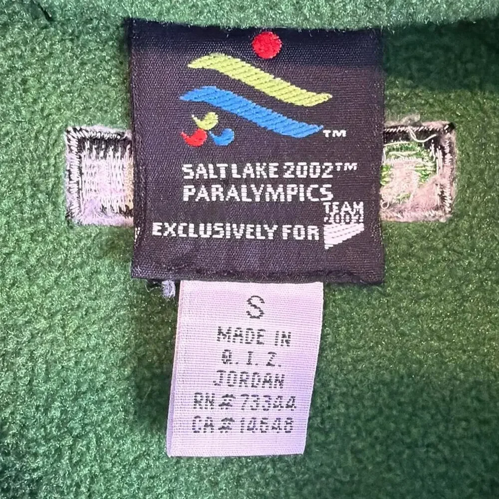 VTG Salt Lake 2002 Paralympics Fleece Vest Men’s Small Green FullZip Olympic Ski - Picture 5 of 5